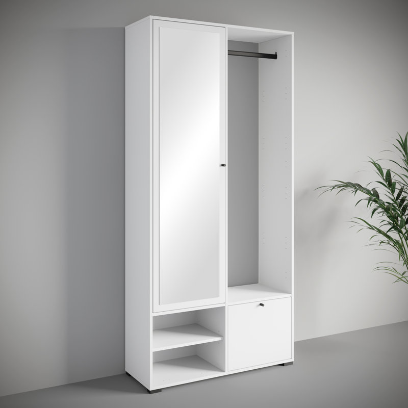 Hall Tree 90cm Wide with Shoe Storage, White