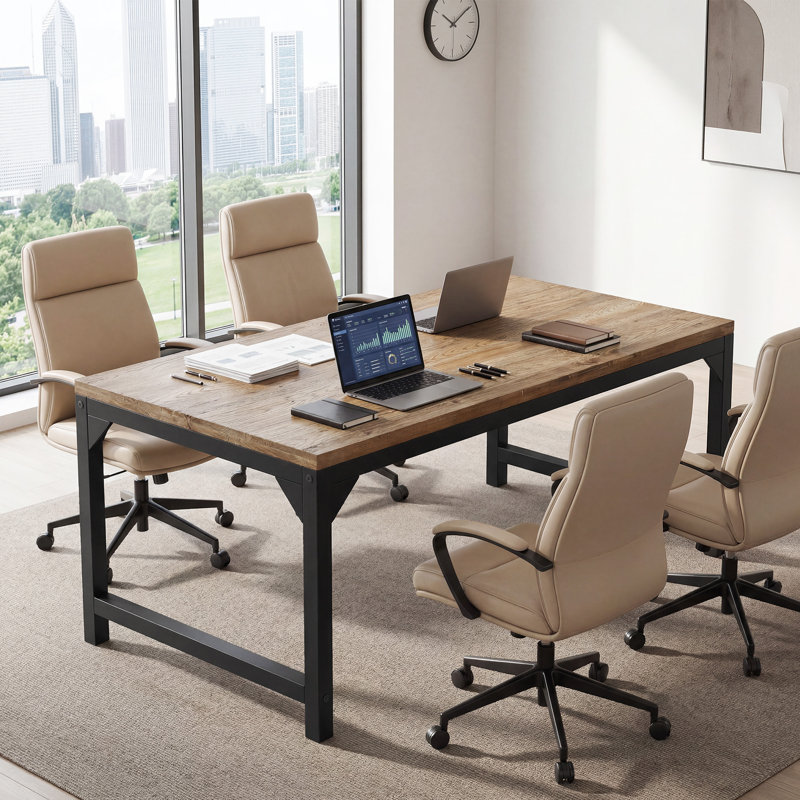 Solid Wood Steel Executive Desk