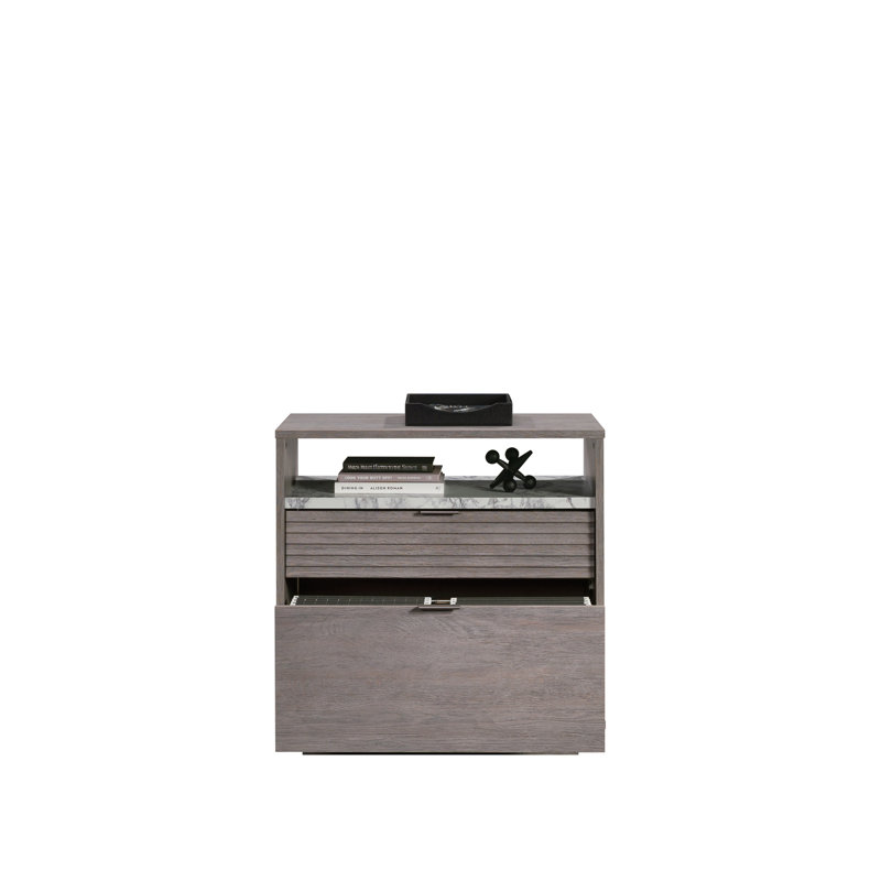 Lateral File with Two Drawers, Medium Gray finish