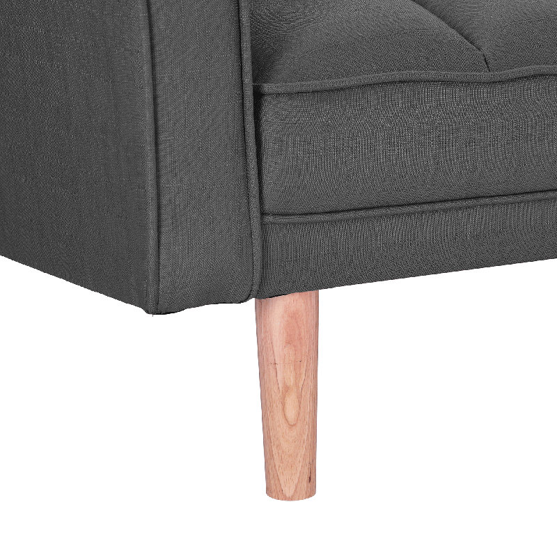 Canapé-lit simple à dossier capitonné Vikie, Polyester gris foncé