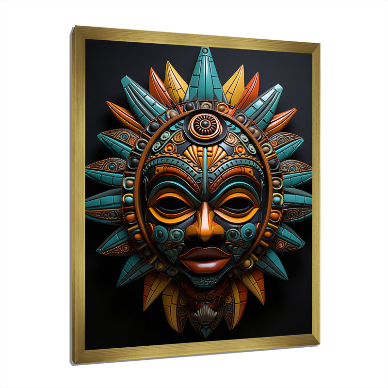 Jeilani, masque tribal africain, bamileke, H 32 po x l 16 po x P 1 po, Encadrement doré