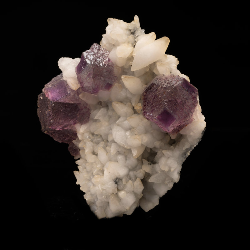 Purple Fluorite on Calcite From China