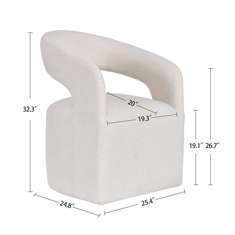Hector 25.4" Wide Modern Upholstered Armchair With Open Back