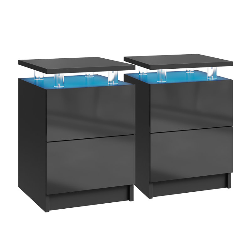 38cm W Acrylic Bedside Table, Black