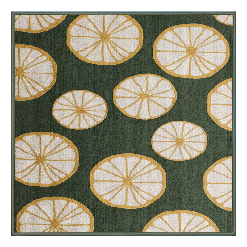  Tapis lavable avec pamplemousse et fruits blancs, Carré 4 pi