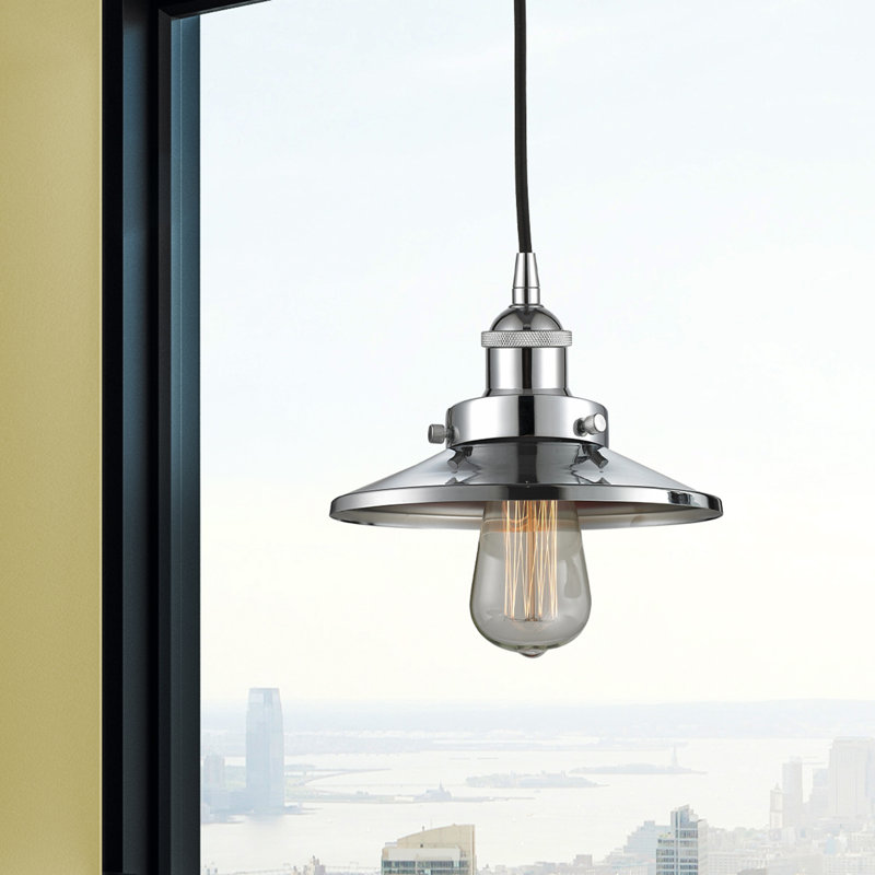 Luminaire suspendu conique à 1 lumière California, Chrome poli, Chrome poli