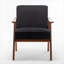 Fauteuil d'appoint à oreilles simple Mid-Century moderne, structure en bois massif, dossier très épais, velours noir profond-21607013