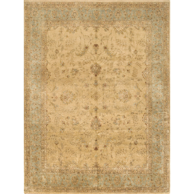 Wool Oriental Area Rug in Camel/Light Green, Rectangle 15' x 20'