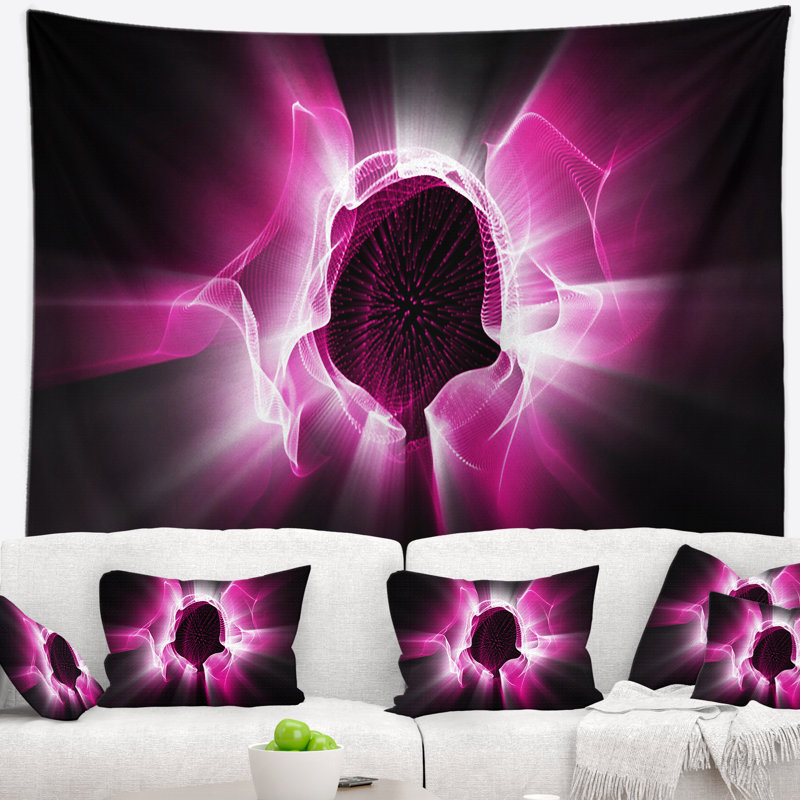 Tapisserie brillante pourpre fractal Abstract, H 78 po x l 92 po
