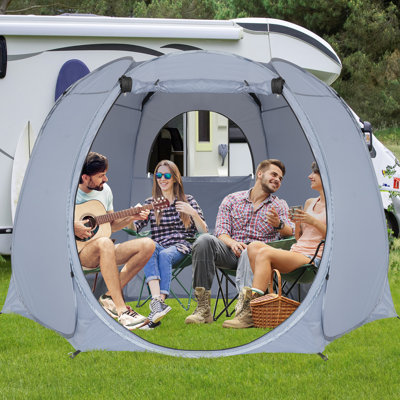 Abri portatif pour tente de plage portable, auvent hexagonal 10 'x 10' avec protection contre les rayons UV, murs en filet ventilé pour le camping, la plage, les événements extérieurs et les décorations de fête