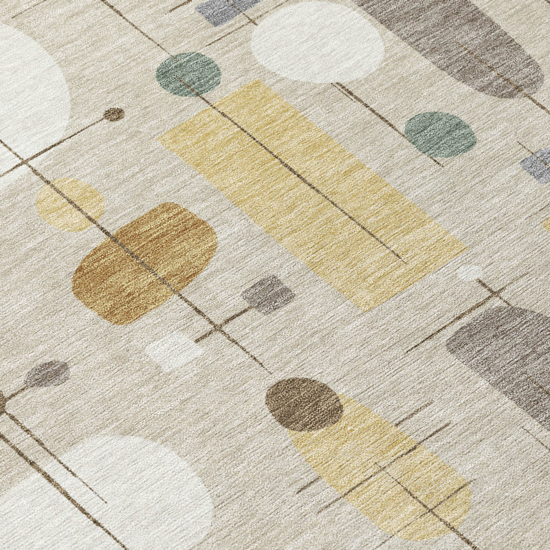 Machine Washable Indoor/Outdoor Jourdan ACN2393 Mid-Century Modern Rug, Rectangle 8' x 10'