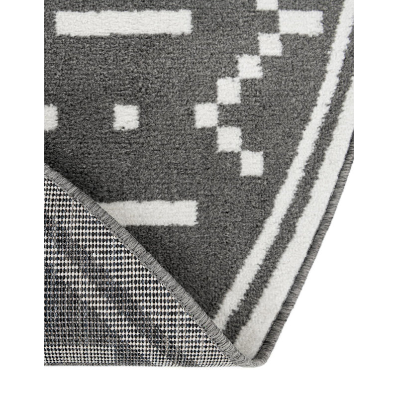 Tapis Ivy Bronx Begna Nathanyl gris, Rond 7 pi 10 po