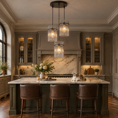 3-Light Cylinder Kitchen Island Pendant
