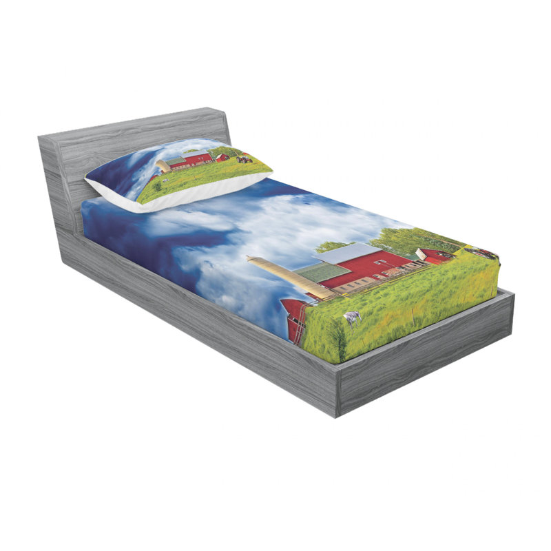 Microfiber Floral Sheet Set, Twin XL Sheet Set with Fitted Sheet