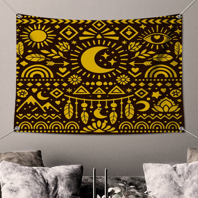 Tapisserie murale soleil et lune, 104in H x88 with 4 Grommets