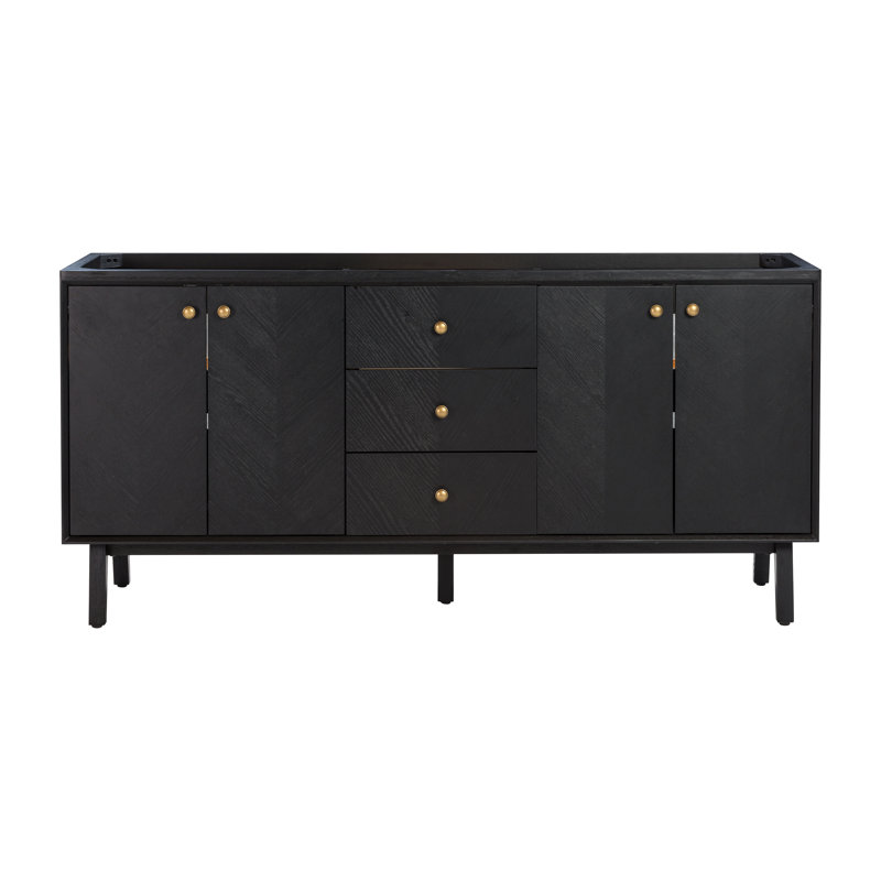 Adele 72-Inch Black Oak Double Freestanding Vanity Cabinet