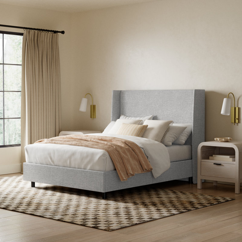 Tilly Upholstered Bed, Zuma Pumice Textured Linen, Full