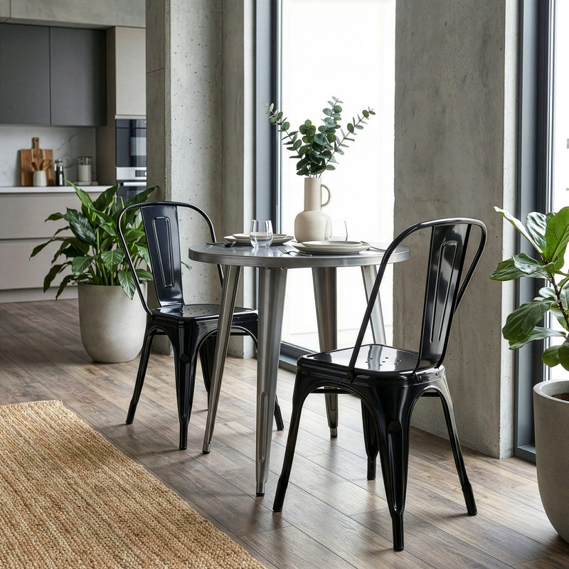 Chaise de salle à manger à dossier à lattes en métal Matthies