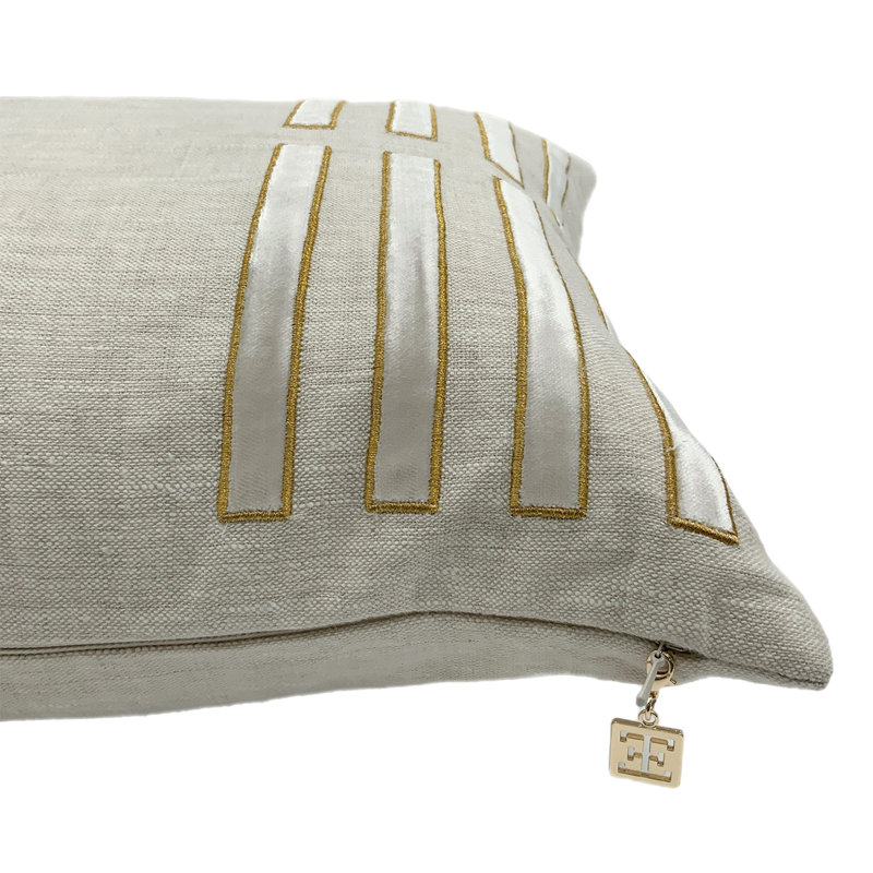 Porto Lumbar Pillow Cover & Insert, Ivory/Gold