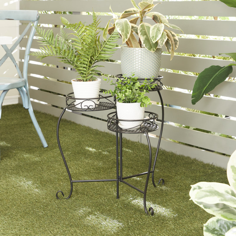 Round Multi-Tiered Plant Stand, Black