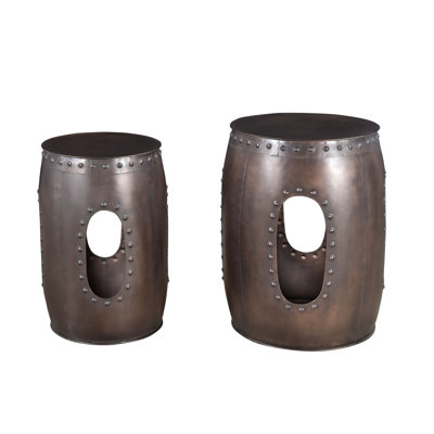 Ulster Iron Drum End Table Set by 17 Stories
