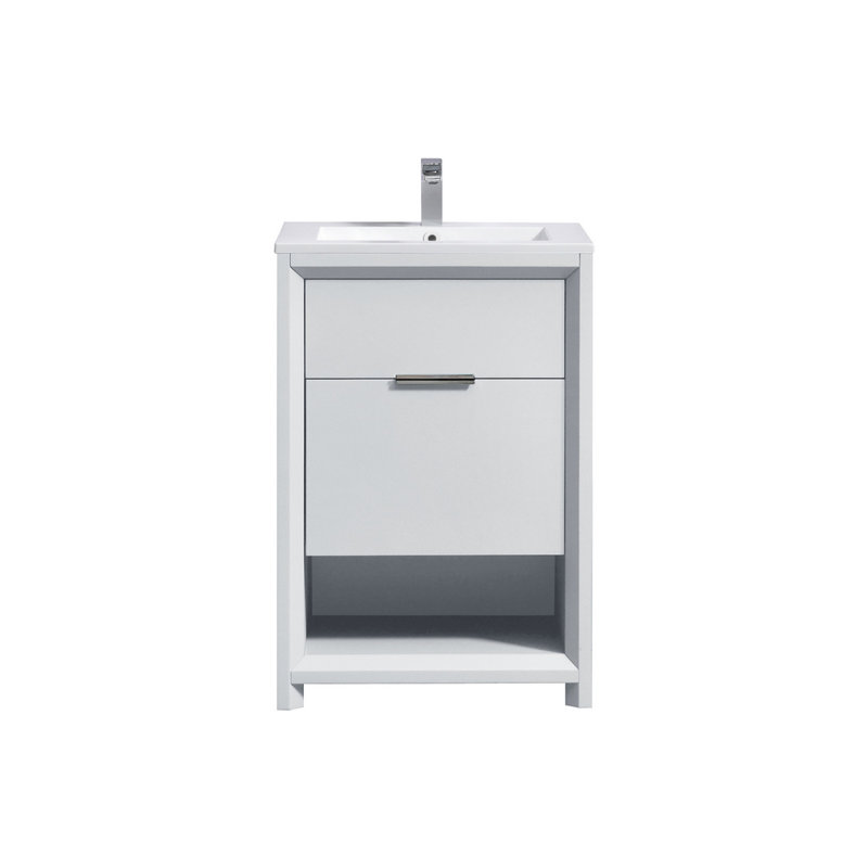 24.01'' Single Bathroom Vanity with Acrylic Top, High Gloss White