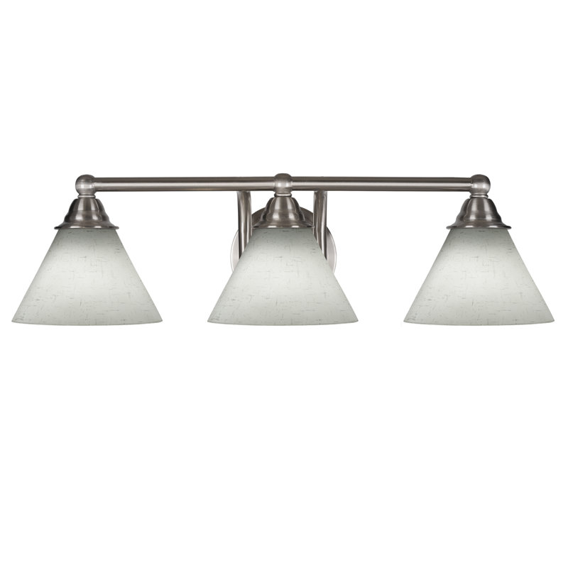 Michell 3-Light Bath Bar, White Muslin, Brushed Nickel