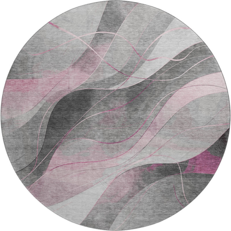 Premium Machine Washable Varasteh AMF1668 Swirls Rug, Round 8'