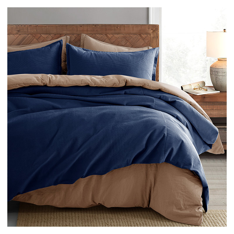 Neil Sateen Duvet Cover, Supper King Duvet Cover + 2 King Pillowcases, Navy Blue