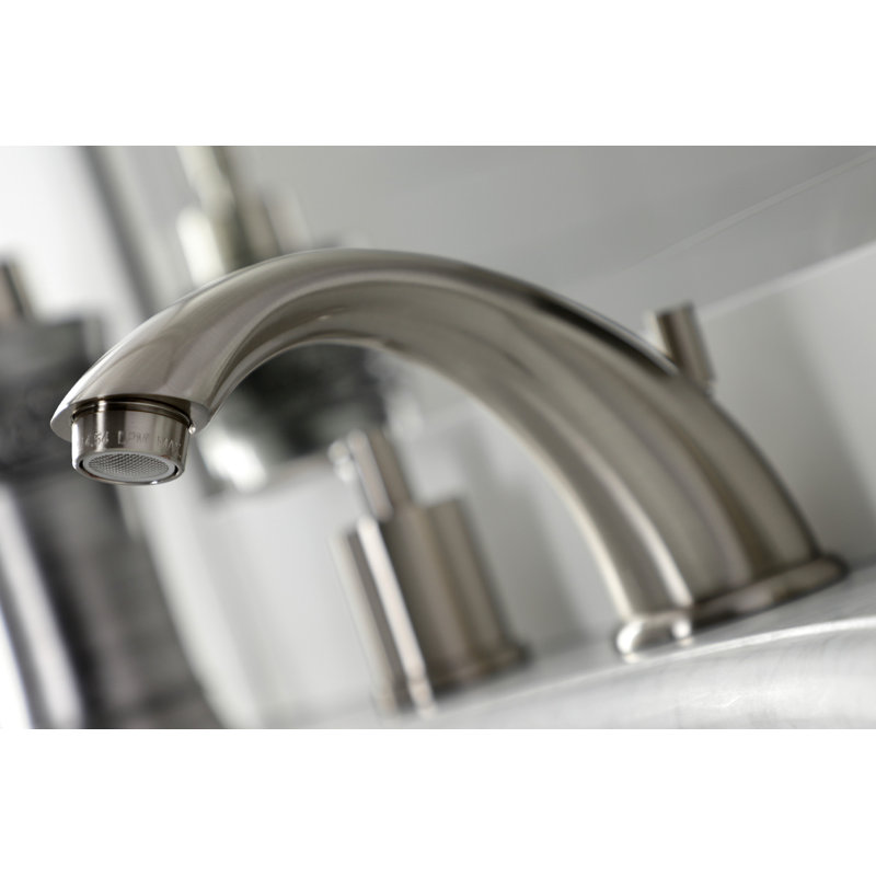 Kingston Brass Serena Two-Handle 3-Hole Deck Mount Widespread Bathroom Faucet with Retail Pop-Up Drain, Brushed Nickel
