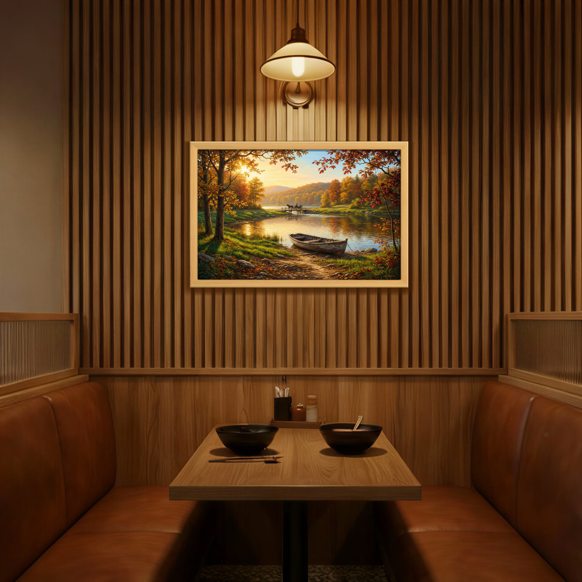 Winston Porter Landscape & Nature Autumn Lake Boat Sunset Landscape ...