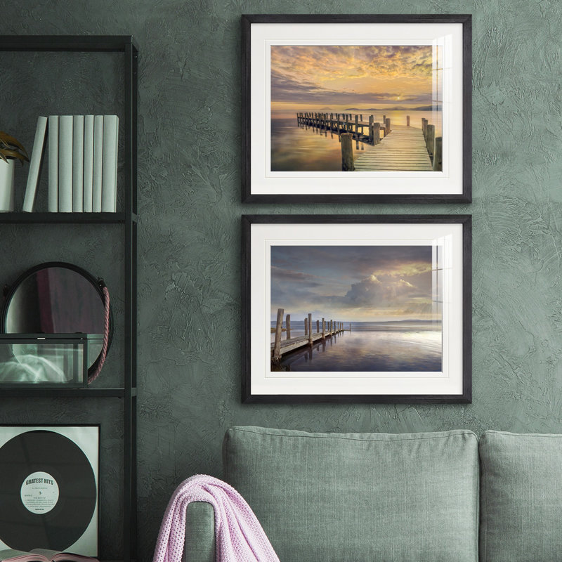 Reproduction de photo sur toile, Papier avec cadre noir, Blanc mat
