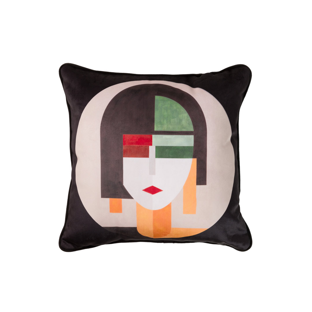 WOMAN FACE VELVET CUSHION 45X13x45 CM