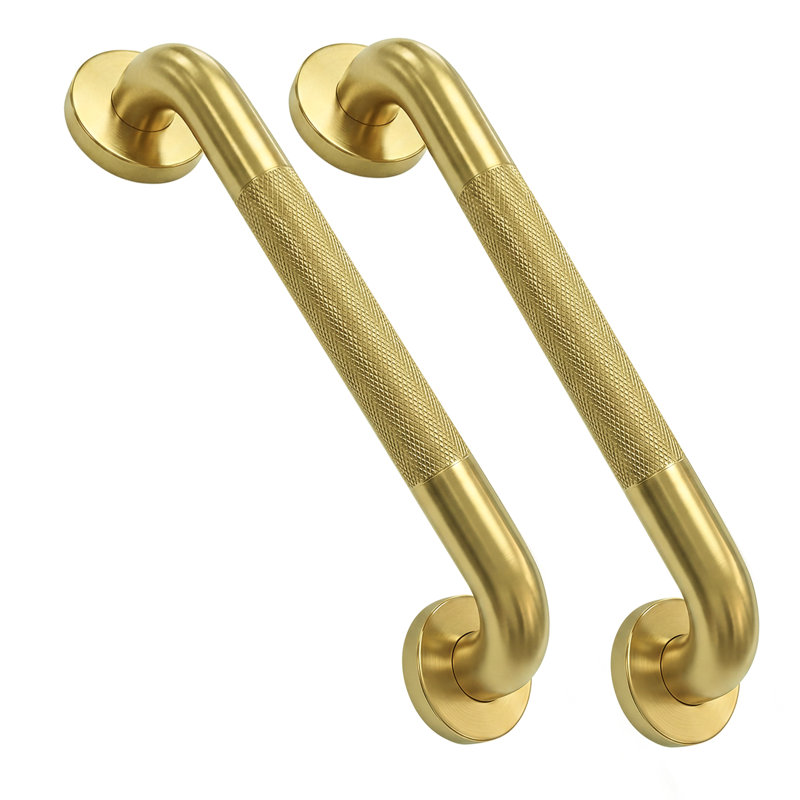 12'' Gold Bathroom Safety Grab Bar with Anti-slip Knurled Grip, ADA Compliant, 2 Pack, Brushed Gold 2 Pack, 12 inch