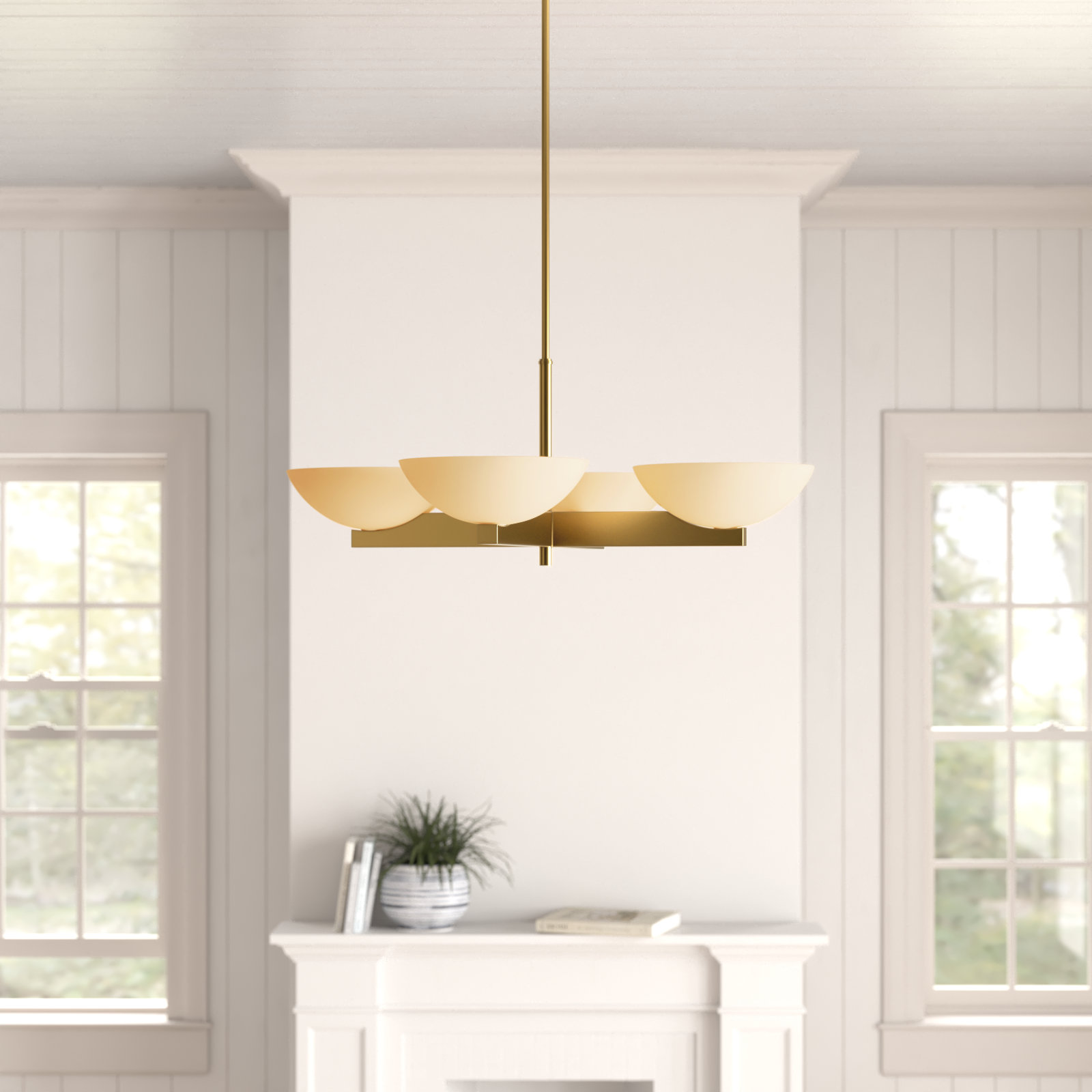 4-Light Chandelier, Brass