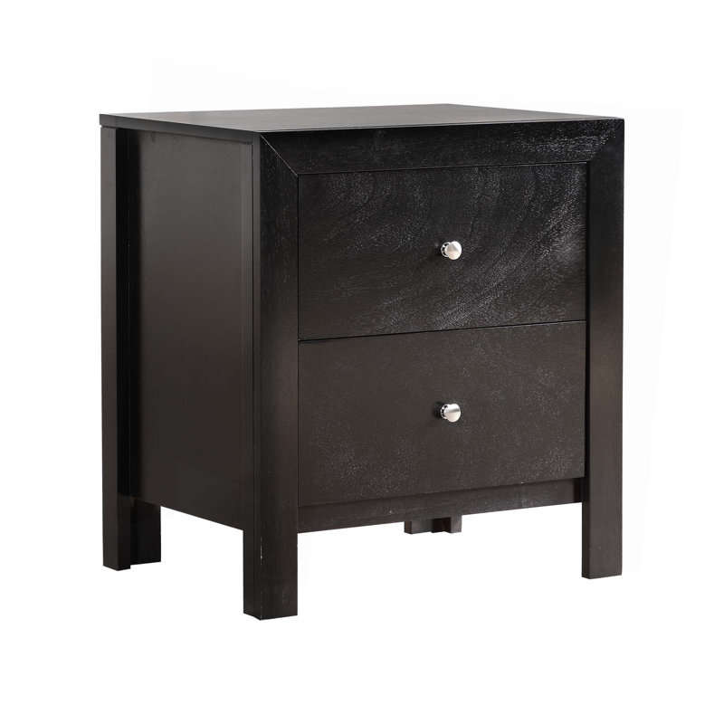 Table de chevet transitionnelle avec deux tiroirs, Noir