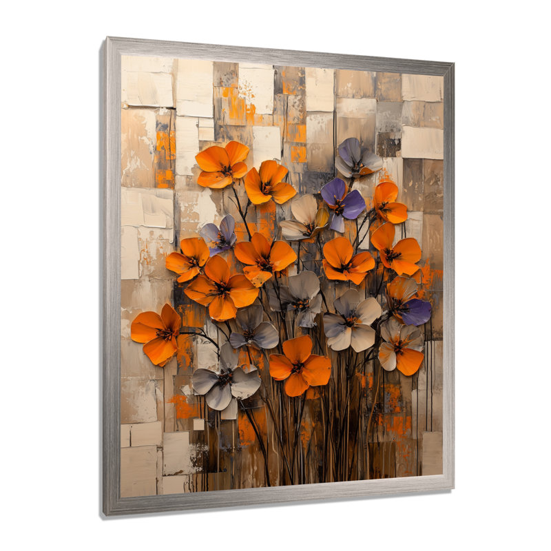 Bergues - impressions sur toile florales, Argent argent, H 20 po x l 12 po, Reproduction encadrée d'une seule photo
