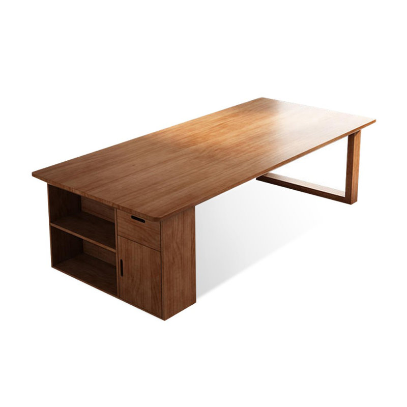 Bureaux rectangulaires en bois massif noyer, Retour à gauche, H 29,53 po x l 78,74 po x P 31,5 po