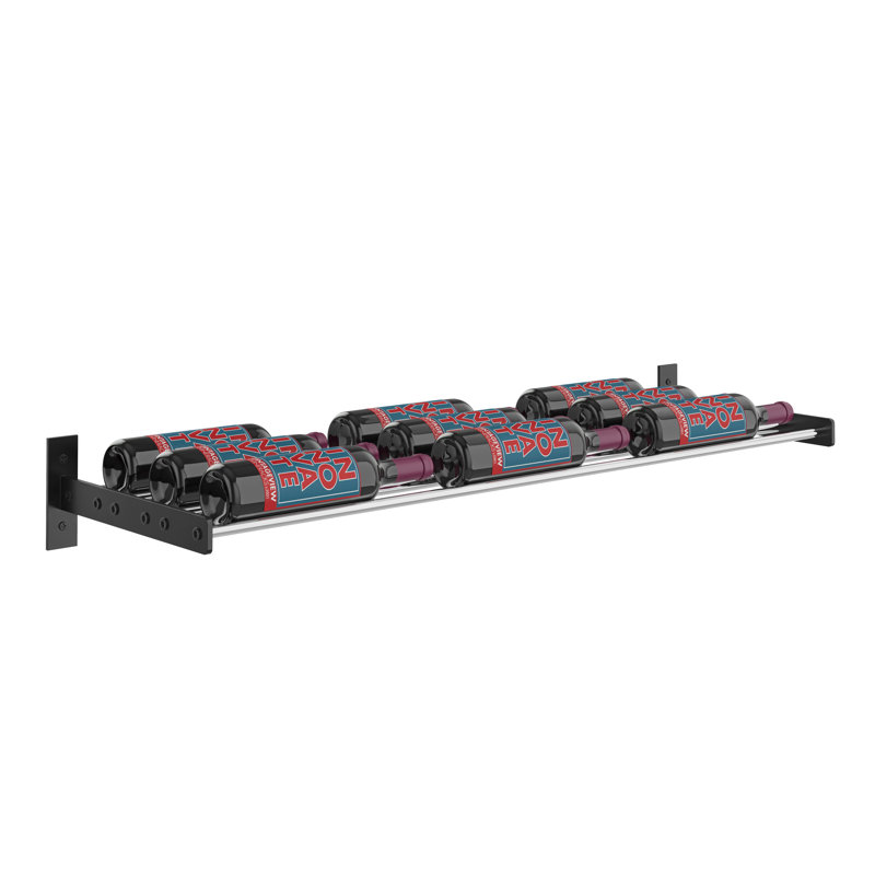 Abbie-Marie Wall Mounted Wine Bottle Rack, Black/Chrome