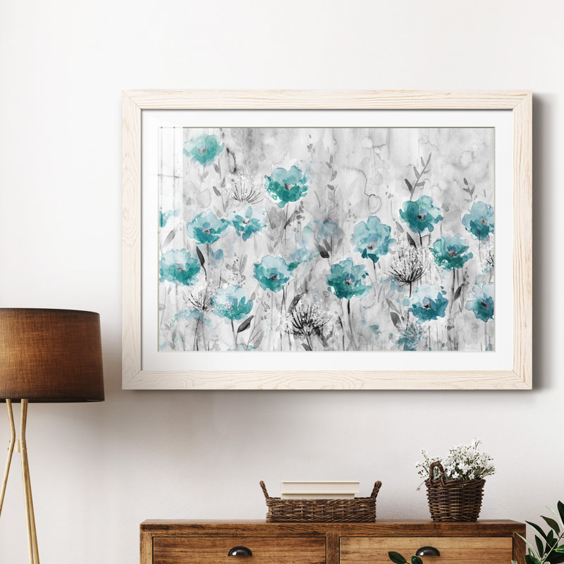 «Poppy Garden» - peinture encadrée, H 31,5 po x l 23,5 po x P 1,5 po, Cadre blanc