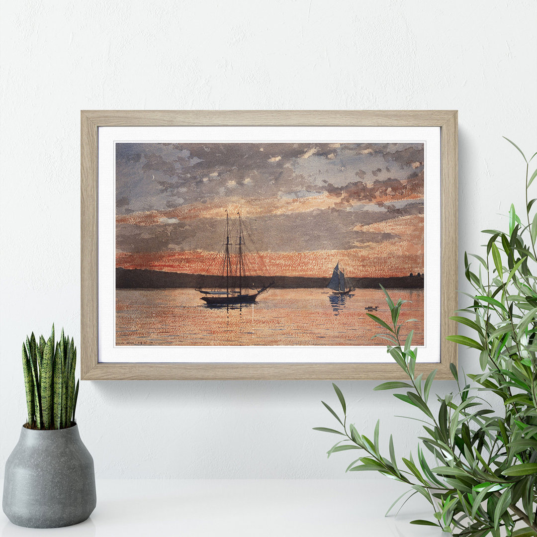 Sunset at Gloucester by Winslow Homer - Framed Print