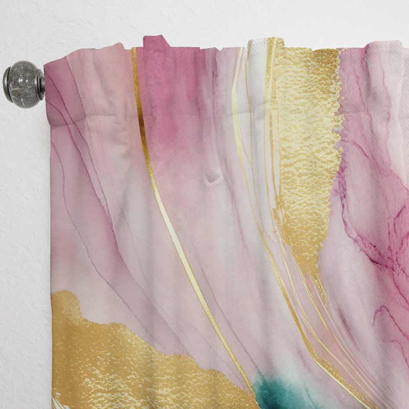 Avilla - Abstract Geode Pink And Green Marble I - Abstract Marble Curtain - Velvet Room Darkening - 1 panel, 52" W x 63" L