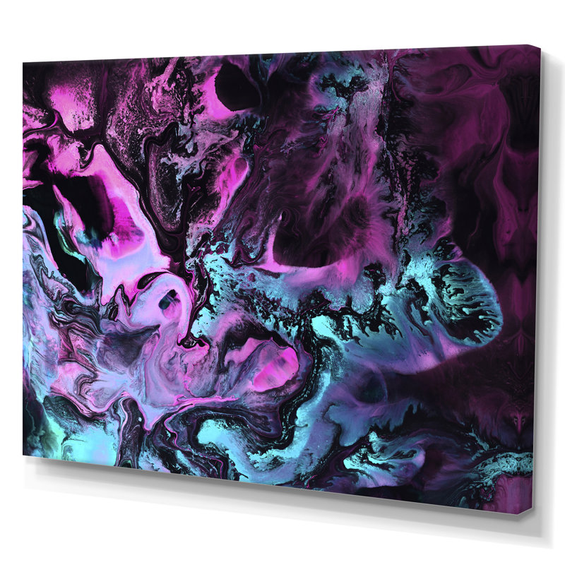 «Neon Green and Pink», reproduction d'art sur toile moderne, H 12 po x l 20 po, Toile tendue