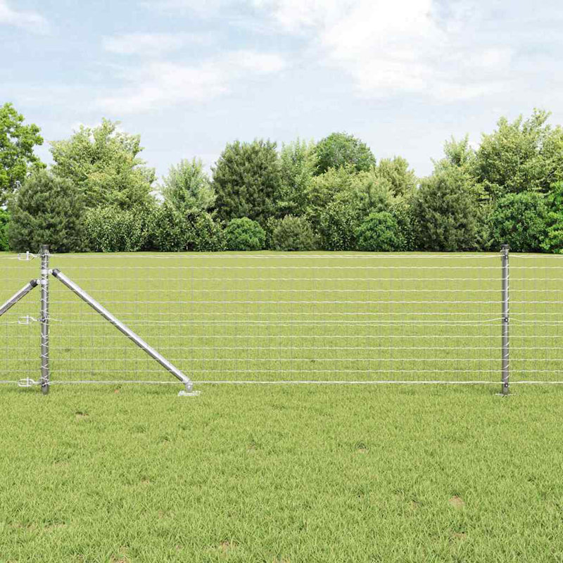 Fence Posts Manual 7 Pcs Galvanised Steel, 100cm H x 3.2cm W x 3.2cm D, Silver