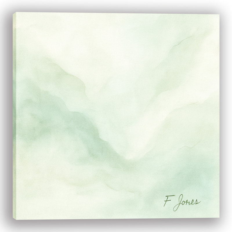 Whispering Greens - Art abstrait aquarelle, H 20 po x l 20 po