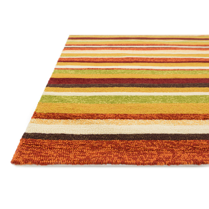 Tapis décoratif d’intérieur/extérieur crocheté à la main vert/rouge Funkhouser, Rectangle 9 pi 3 po x 13 pi