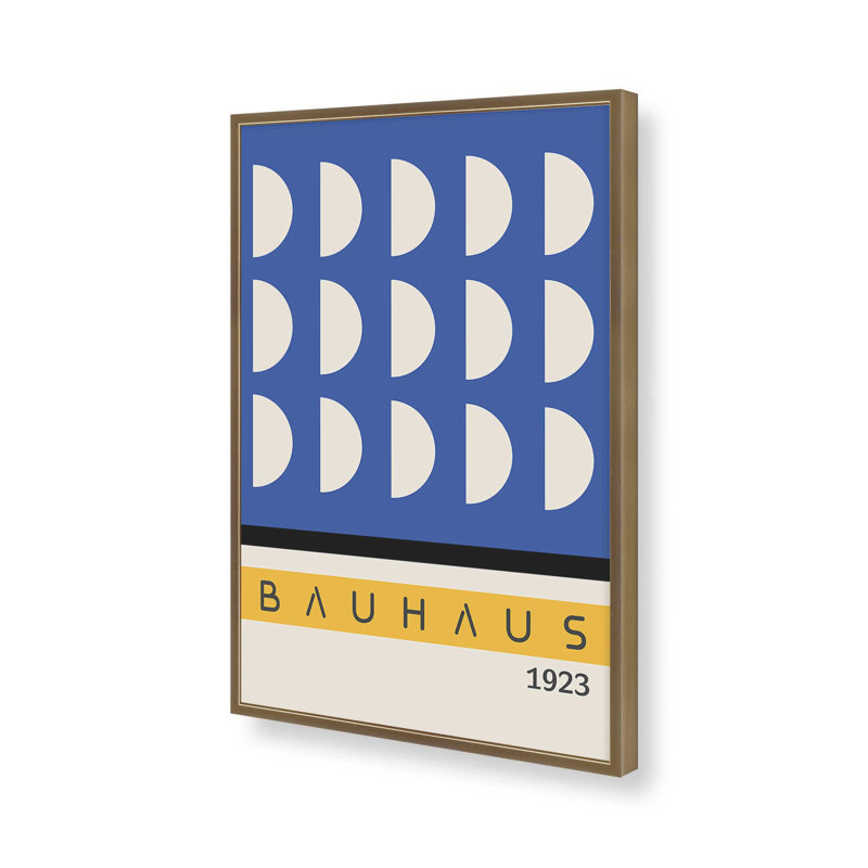 Imprimé bleu et jaune Bauhaus, Or brossé, H 15,25 po x l 12,25 po