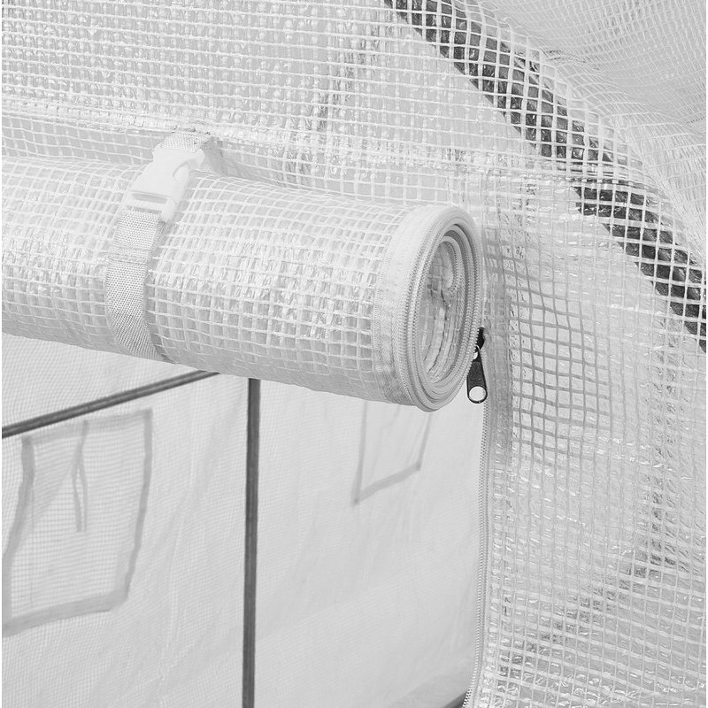 Walk-in Tunnel Greenhouse 9.58x6.43x6.23ft Galvanized Frame PE Cover White, 6.2' H x 6.4' W x 9.6' D, White