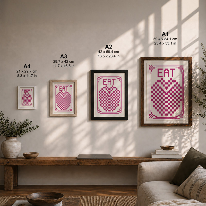 Magenta Appetite Pop Art - Framed Print, Walnut, A4 - 29.7 x 21.0 cm
