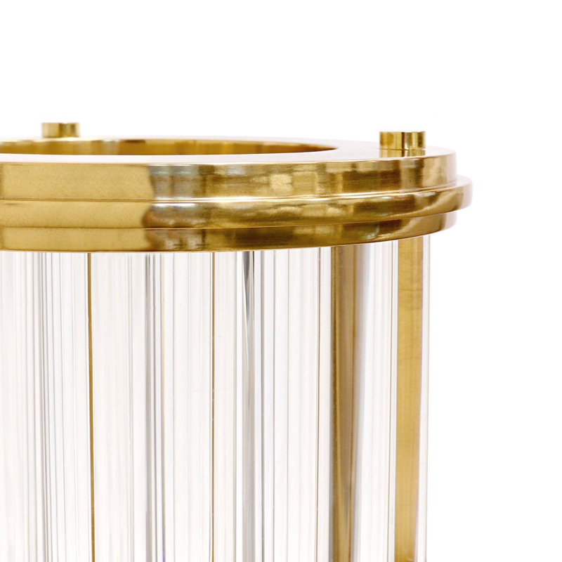 Hurricane Candle Holder, 11" H x 10.5" W x 10.5" D, Gold/Clear